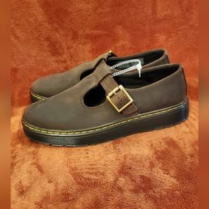 NEW DR MARTENS DARK BROWN LEATHER MARY JANES SHOES